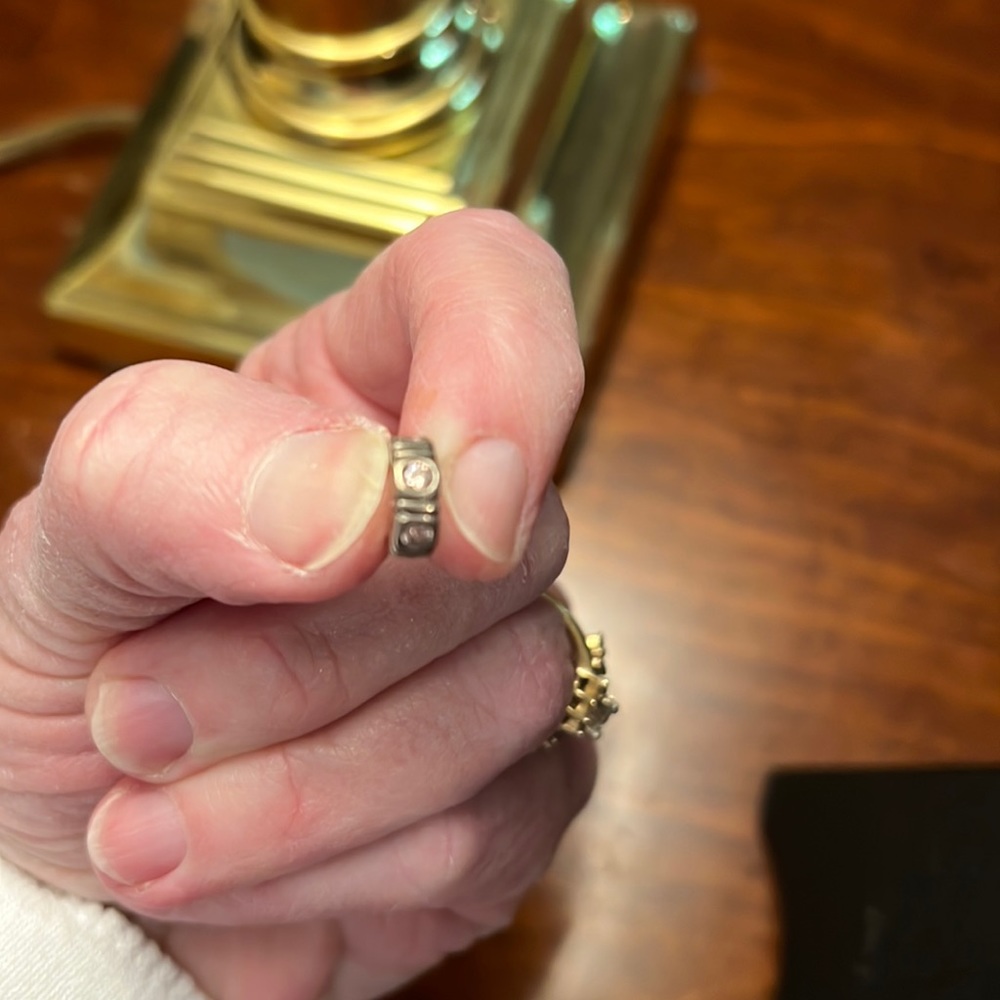 Retired Pandora sterling Trinity Spacer with champagne cz